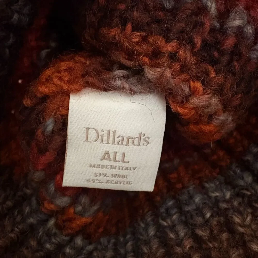 NWT Dillard's PomPom Beanie Wool Blend Stripe Knit Made in Italy Fall‎ Earthy